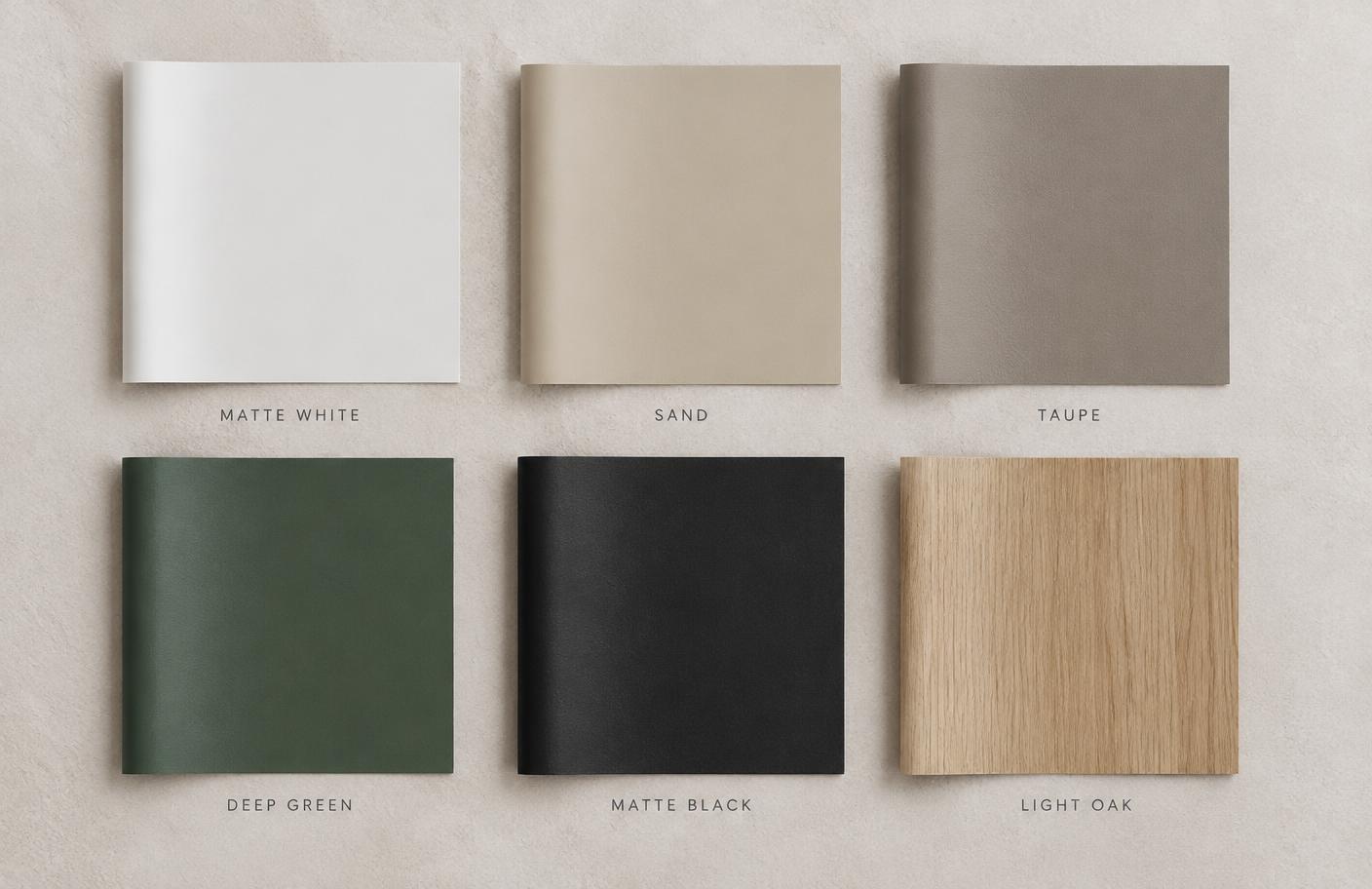 Stalen van keukenfolie in neutrale kleuren